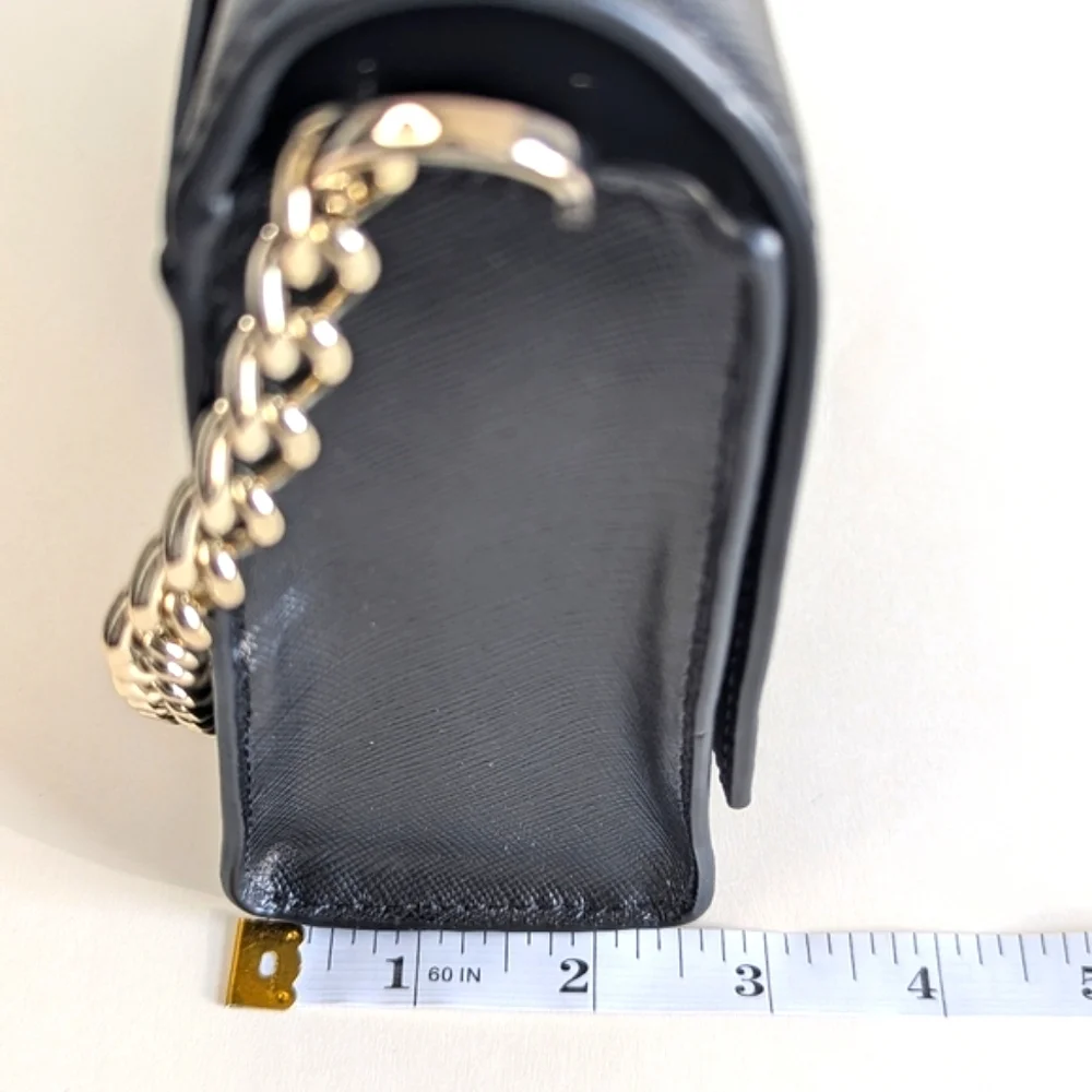 Kate Spade Carson Handbag Short Chain Strap Black Saffiano Leather Gold Tone